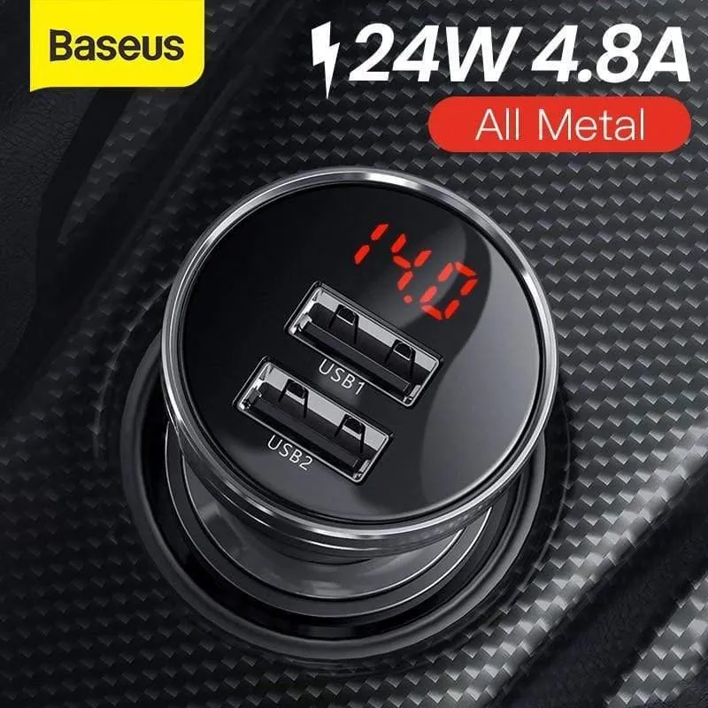 Baseus 24W Dual USB Autoladegerät für iPhone 11 Samsung S9 Handy Ladegerät für Huawei Xiaomi Autotelefon Ladegerät & LED-Display
