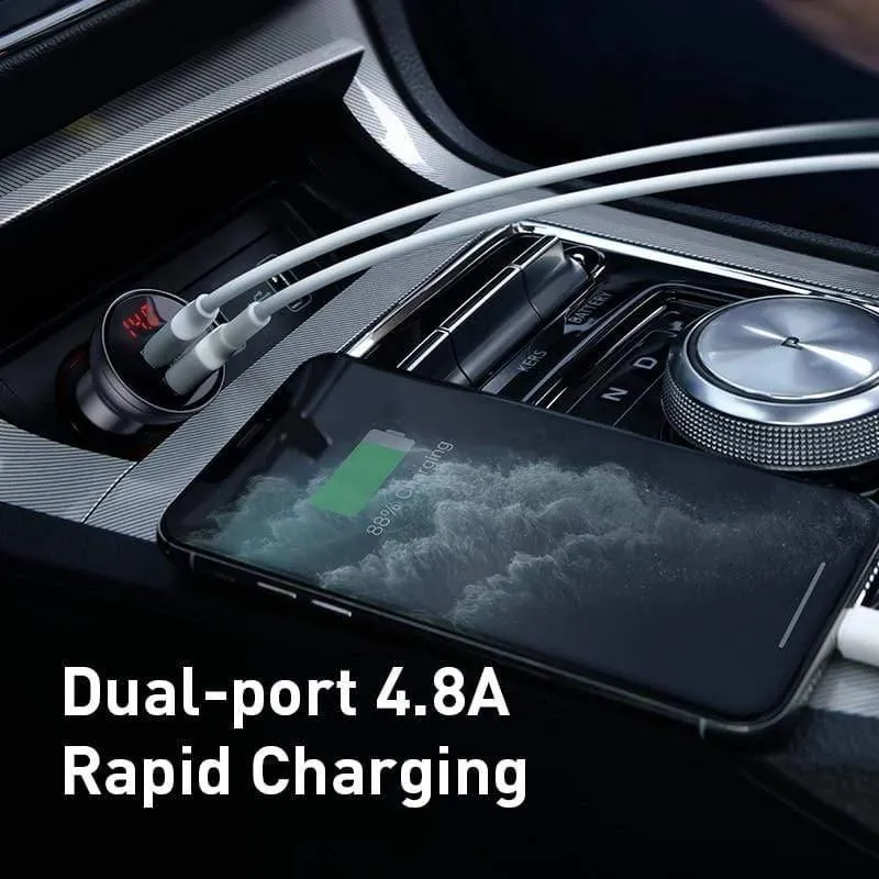 Baseus 24W Dual USB Autoladegerät für iPhone 11 Samsung S9 Handy Ladegerät für Huawei Xiaomi Autotelefon Ladegerät & LED-Display