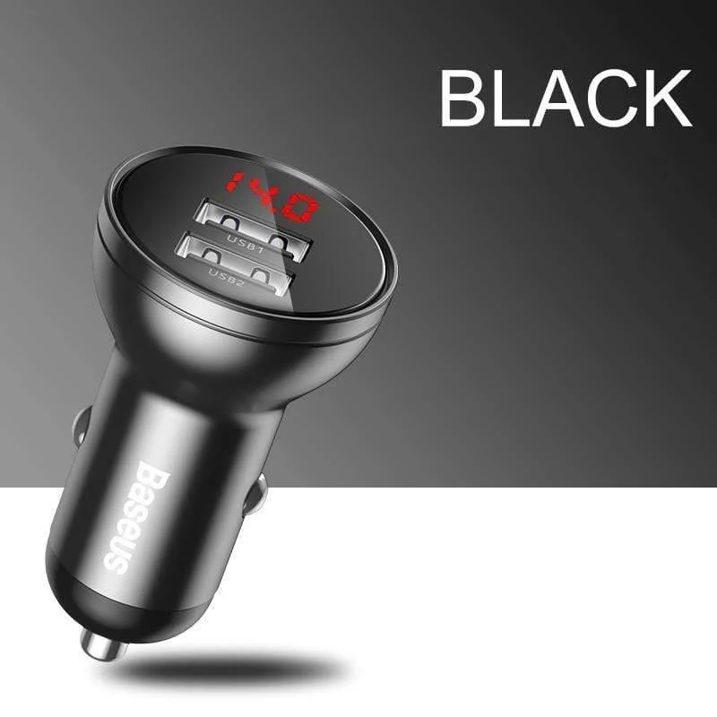 Baseus 24W Dual USB Autoladegerät für iPhone 11 Samsung S9 Handy Ladegerät für Huawei Xiaomi Autotelefon Ladegerät & LED-Display
