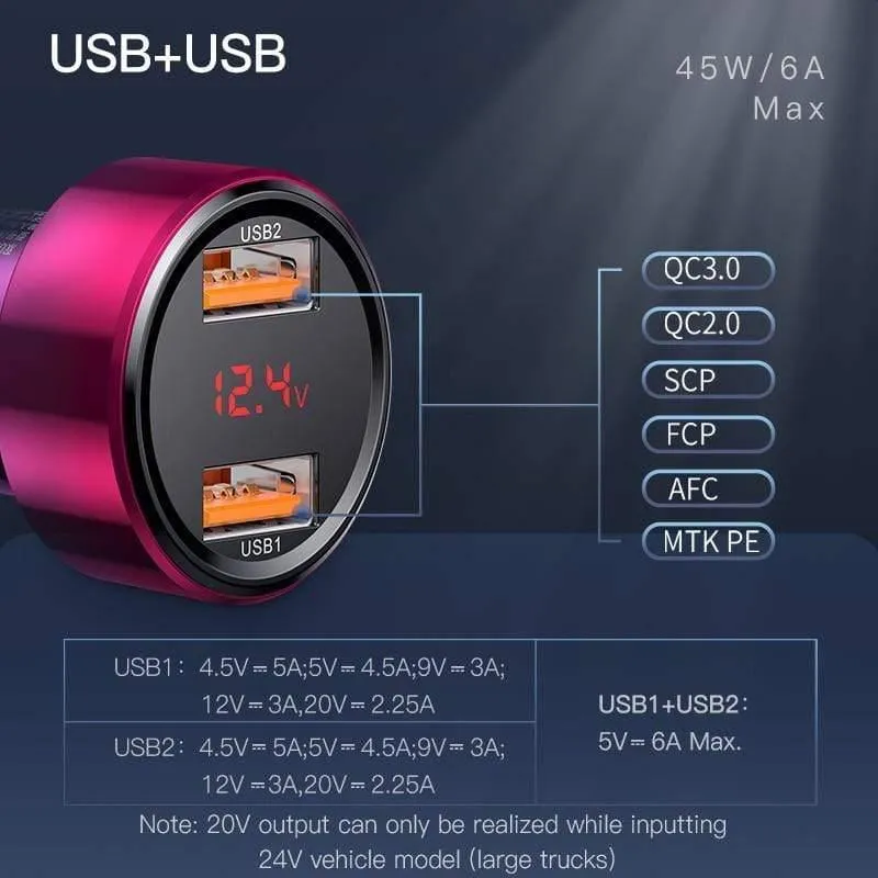 Baseus 45W Quick Charge 4.0 3.0 USB Autoladegerät für Xiaomi Mi Huawei Supercharge SCP QC4.0 QC3.0 Schnelles PD USB C Autoladegerät