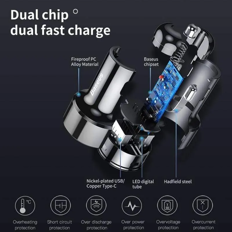 Baseus 45W Quick Charge 4.0 3.0 USB Autoladegerät für Xiaomi Mi Huawei Supercharge SCP QC4.0 QC3.0 Schnelles PD USB C Autoladegerät