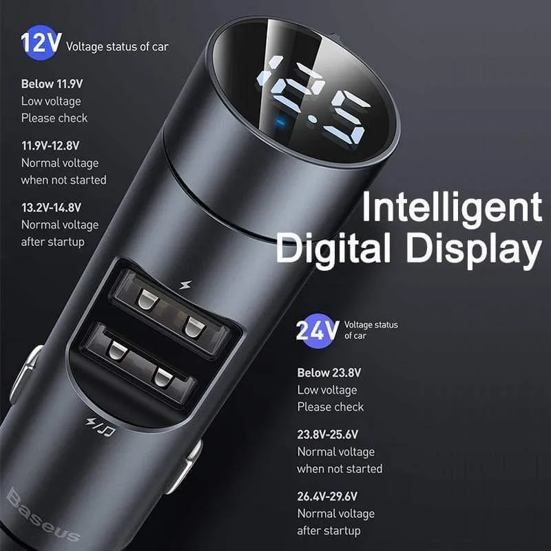 Baseus Autoladegerät FM Transmitter Modulator Bluetooth Wireless Audio MP3 Player Dual USB Handy Ladegerät für iPhone Samsung