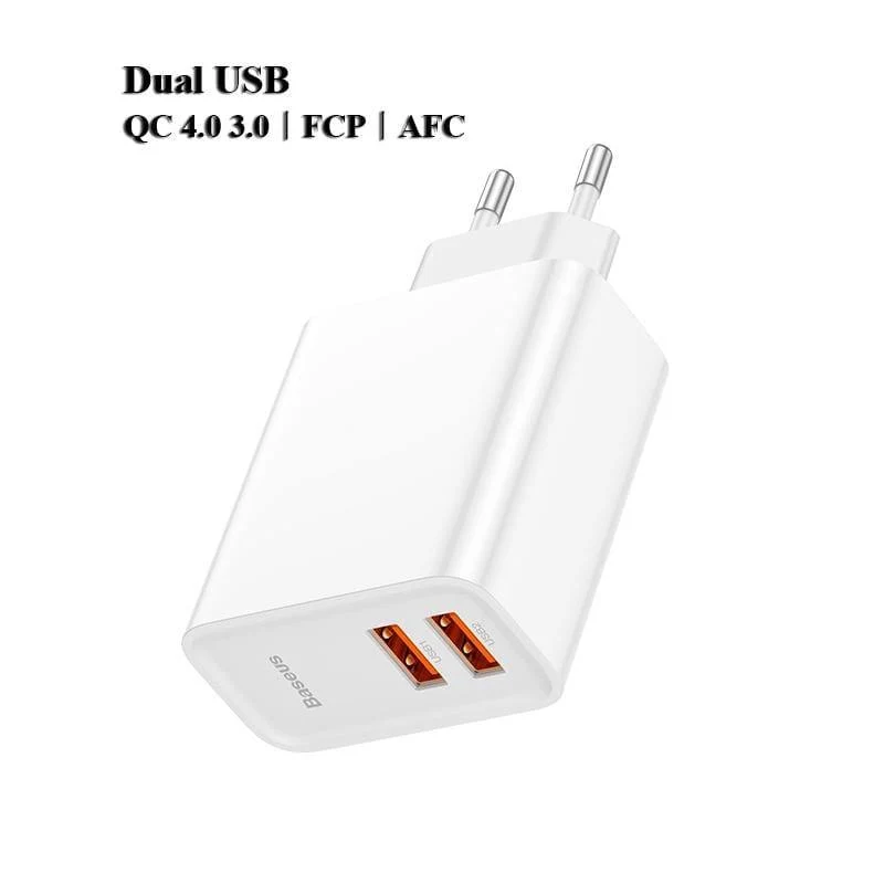 Baseus Dual USB Schnellladegerät 30W Unterstützung Schnellladung 4.0 3.0 Telefonladegerät Tragbares USB C PD Ladegerät QC 4.0 3.0 ForXiaomi