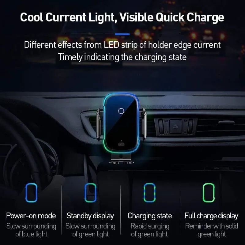 Baseus 15W Wireless-Ladegerät Autohalterung für Luftentlüftungshalterung Autotelefonhalter Intelligentes kabelloses Infrarot-Schnellladegerät (schwarz)