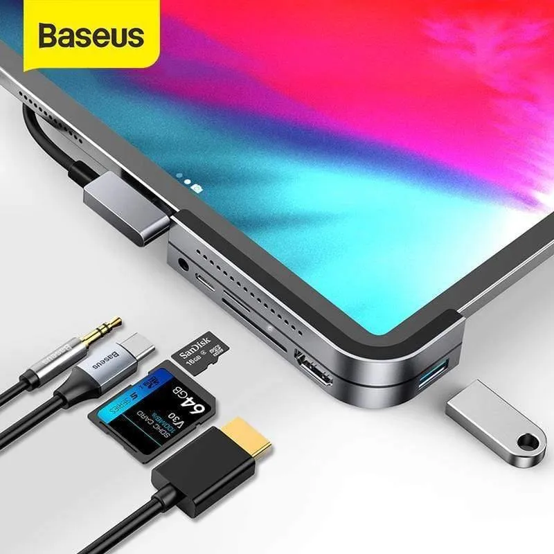 Baseus USB C HUB zu USB 3.0 HDMI USB HUB für iPad Pro Typ C HUB für MacBook Pro Dockingstation Multi 6 USB-Anschlüsse Typ C HUB (6in1 USB Typ C HUB)