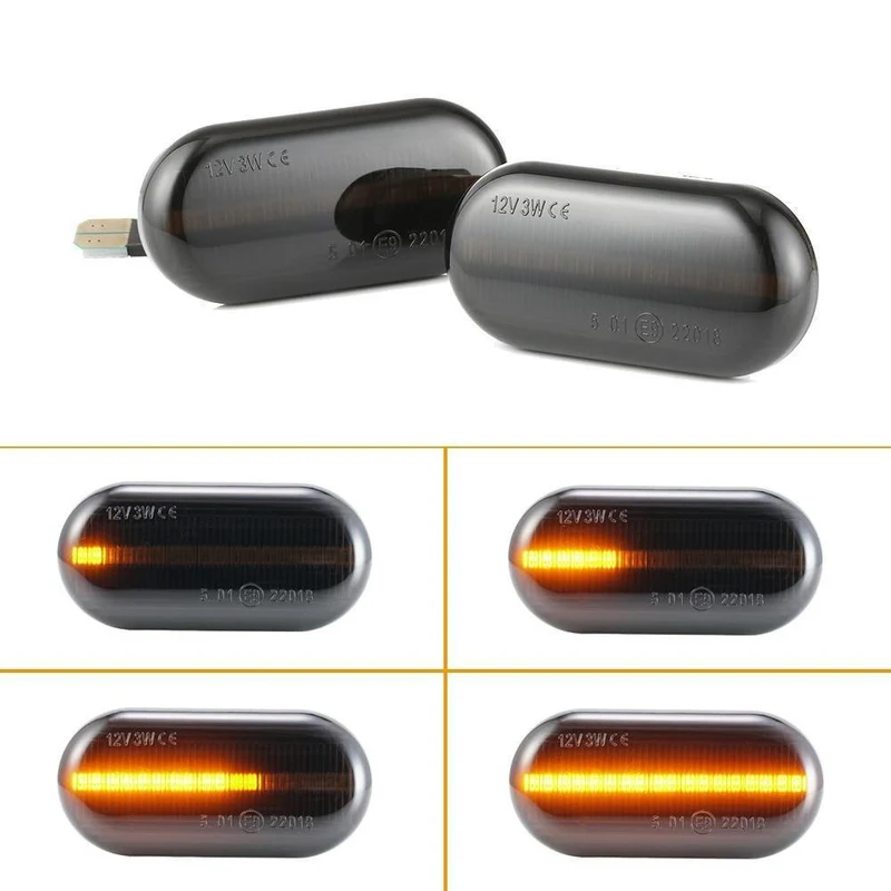 2pcs LED Dynamische Seitenanzeige Marker Signal Licht Lampe Sequentielles Blinken Für Dacia Duster Dokker Lodgy Fließendes Wasser LED