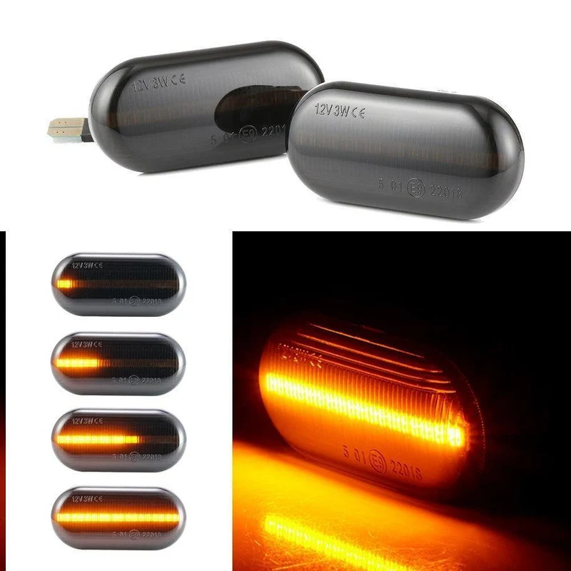 2pcs LED Dynamische Seitenanzeige Marker Signal Licht Lampe Sequentielles Blinken Für Dacia Duster Dokker Lodgy Fließendes Wasser LED
