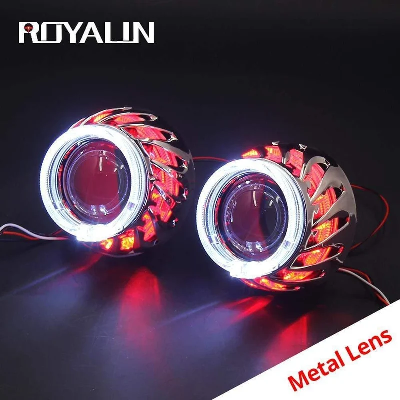 LED DRL Doppel Angel Eyes Halo Ringe Turbine Mini Projektorlinse Bi Xenon H1 Scheinwerfer Wanten Weiß H4 H7 Auto Lampe DIY