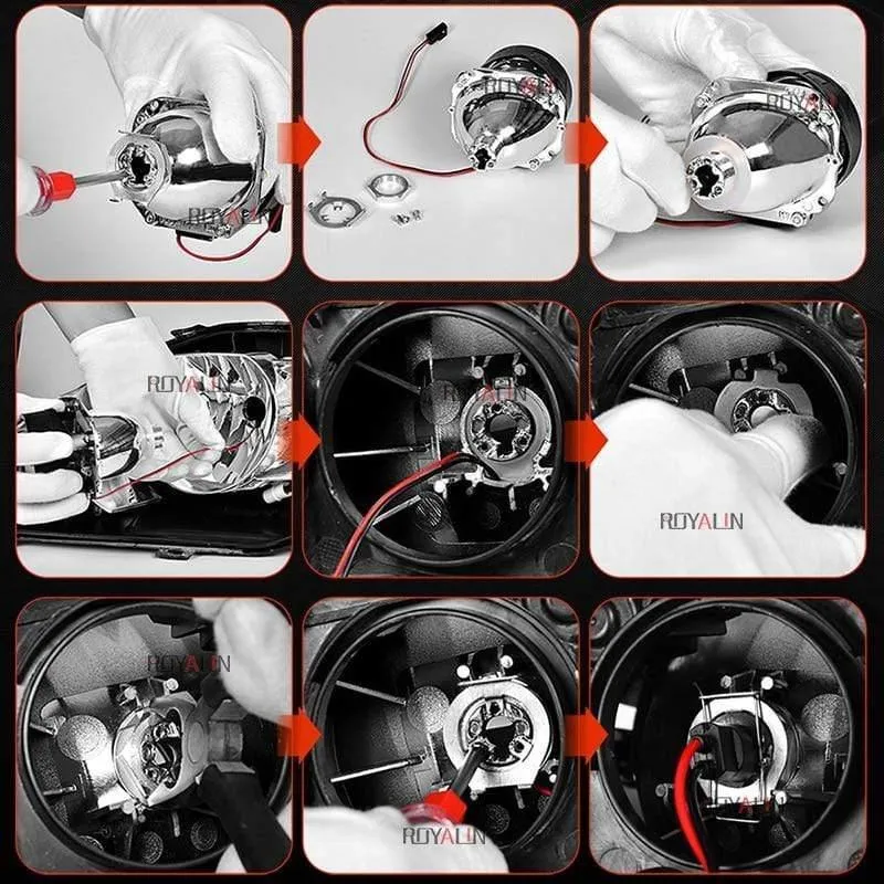 LED DRL Doppel Angel Eyes Halo Ringe Turbine Mini Projektorlinse Bi Xenon H1 Scheinwerfer Wanten Weiß H4 H7 Auto Lampe DIY