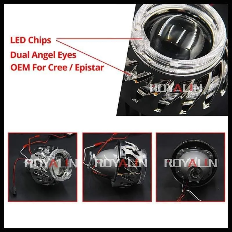 LED DRL Doppel Angel Eyes Halo Ringe Turbine Mini Projektorlinse Bi Xenon H1 Scheinwerfer Wanten Weiß H4 H7 Auto Lampe DIY