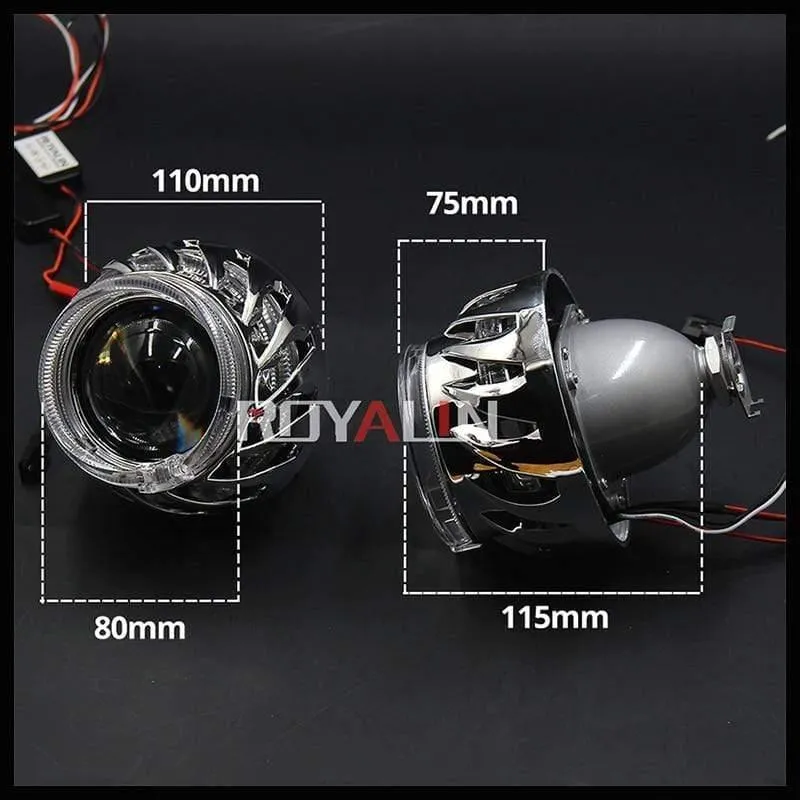 LED DRL Doppel Angel Eyes Halo Ringe Turbine Mini Projektorlinse Bi Xenon H1 Scheinwerfer Wanten Weiß H4 H7 Auto Lampe DIY