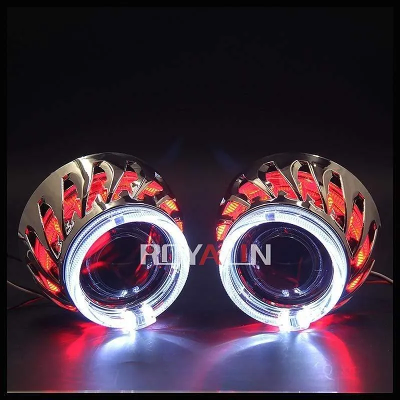 LED DRL Doppel Angel Eyes Halo Ringe Turbine Mini Projektorlinse Bi Xenon H1 Scheinwerfer Wanten Weiß H4 H7 Auto Lampe DIY