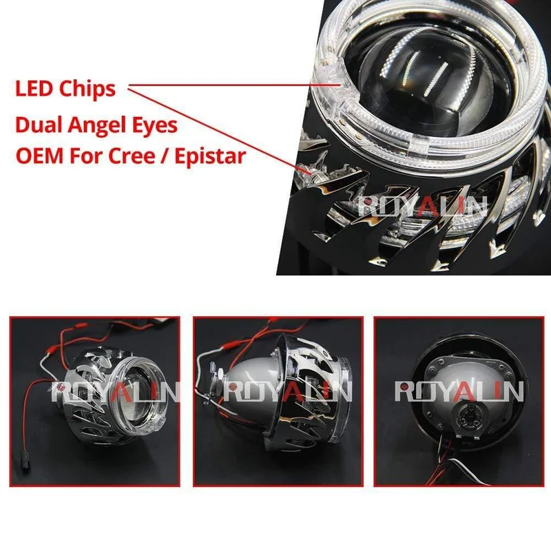 LED DRL Doppel Angel Eyes Halo Ringe Turbine Mini Projektorlinse Bi Xenon H1 Scheinwerfer Wanten Weiß H4 H7 Auto Lampe DIY
