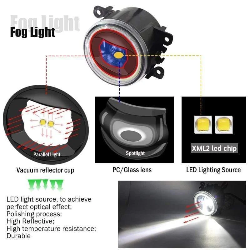 2 Stück Auto LED Birne 4000LM Nebelscheinwerfer Angel Eye Tagfahrlicht DRL 12V Hohe Helligkeit Für Subaru WRX STI 2015 2016