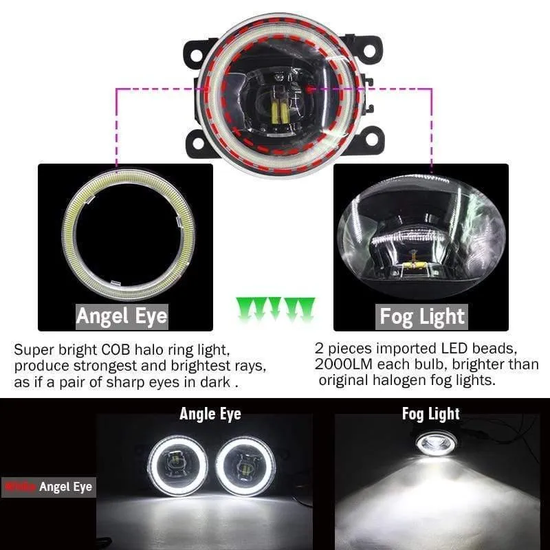2 Stück Auto LED Birne 4000LM Nebelscheinwerfer Angel Eye Tagfahrlicht DRL 12V Hohe Helligkeit Für Subaru WRX STI 2015 2016