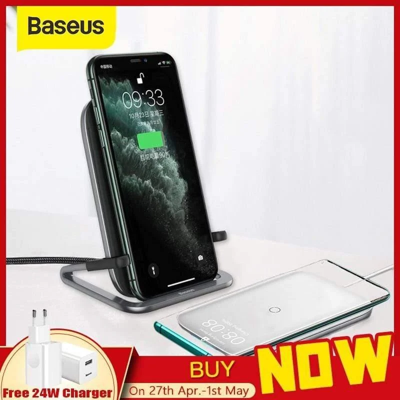 Baseus 15W Qi Wireless Ladeständer für iPhone 11 Pro X XS Samsung S10 S9 S8 Schnelle kabellose Ladestation mit Halter