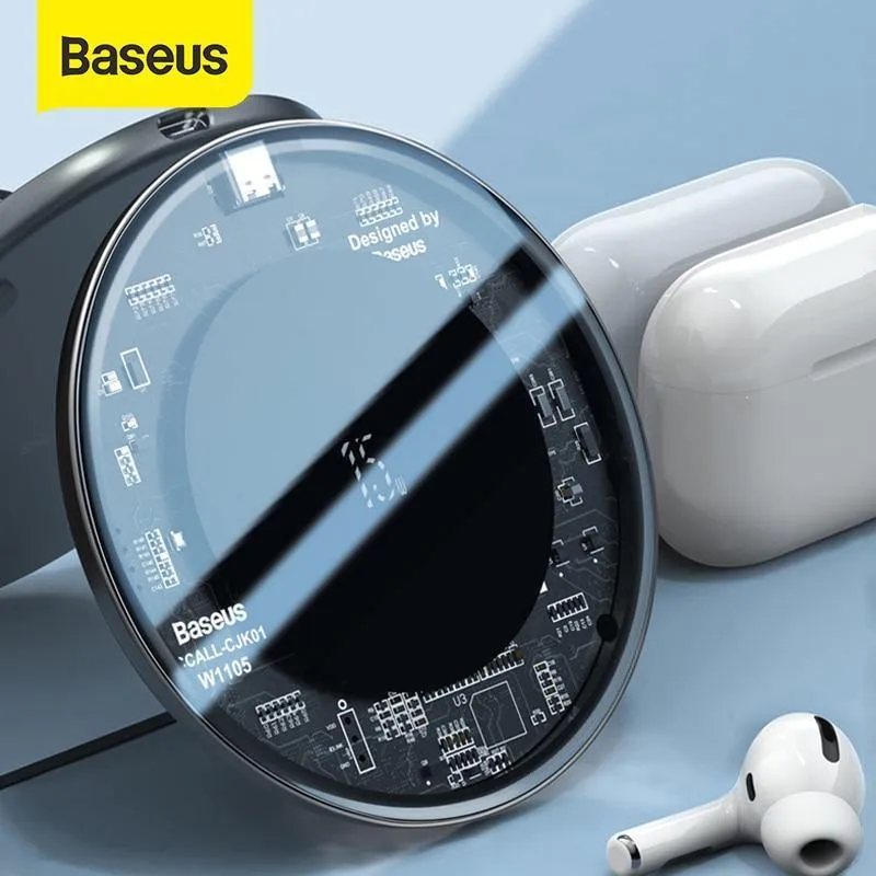 Baseus 15W Schnelles kabelloses Ladegerät für iPhone 11 X Xs Max Für Airpods Sichtbares Qi-kabelloses Ladegerät für Samsung S10 S9 Hinweis 10