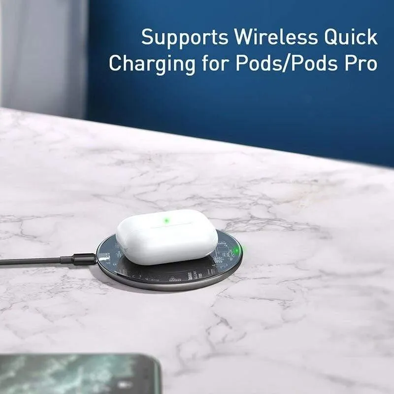 Baseus 15W Schnelles kabelloses Ladegerät für iPhone 11 X Xs Max Für Airpods Sichtbares Qi-kabelloses Ladegerät für Samsung S10 S9 Hinweis 10
