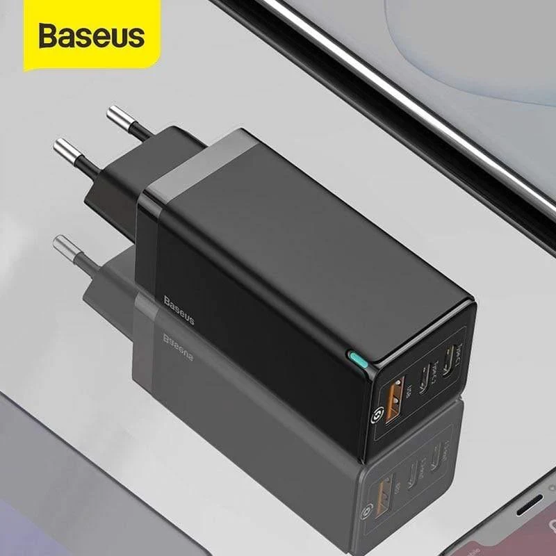 Baseus 65W GaN-Ladegerät Schnellladung 4.0 3.0 Typ C PD-Schnellladegerät 3-Port-USB-Ladegerät mit tragbarem QC 4.0 3.0-Telefonladegerät
