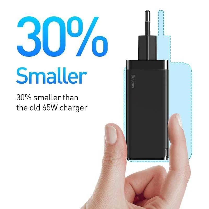 Baseus 65W GaN-Ladegerät Schnellladung 4.0 3.0 Typ C PD-Schnellladegerät 3-Port-USB-Ladegerät mit tragbarem QC 4.0 3.0-Telefonladegerät