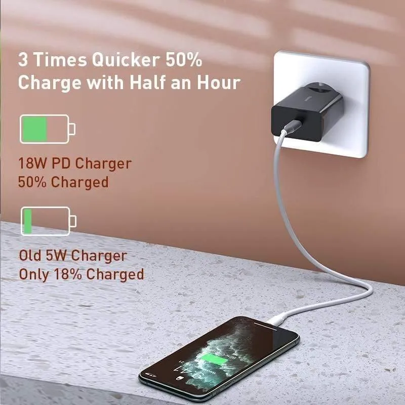 Baseus 18W Unterstützung für schnelles USB-Ladegerät Schnellladung 3.0 USB Typ-C PD-Ladegerät Mini-Ladegerät für tragbare Telefone ForHuawei ForXiaomi ForiP