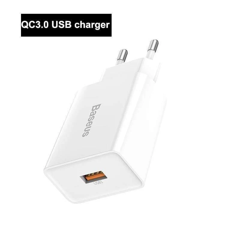 Baseus 18W Unterstützung für schnelles USB-Ladegerät Schnellladung 3.0 USB Typ-C PD-Ladegerät Mini-Ladegerät für tragbare Telefone ForHuawei ForXiaomi ForiP