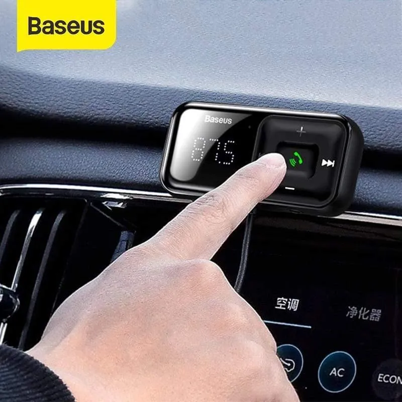 Baseus USB-Autoladegerät FM-Sender Bluetooth Car Kit FM-Modulator 3.1A Schnellladegerät Freisprecheinrichtung Wireless Aux Audio MP3-Player (schwarz)