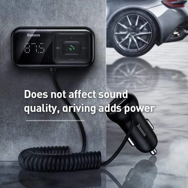 Baseus USB-Autoladegerät FM-Sender Bluetooth Car Kit FM-Modulator 3.1A Schnellladegerät Freisprecheinrichtung Wireless Aux Audio MP3-Player (schwarz)