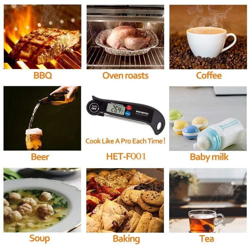 Inkbird HET-F001 Digitales Küchenthermometer für das Backen von Bier Fleisch Kochen von Lebensmittelsonden BBQ Elektronisches Ofenthermometer Küchengeräte (wie in der Abbildung gezeigt)