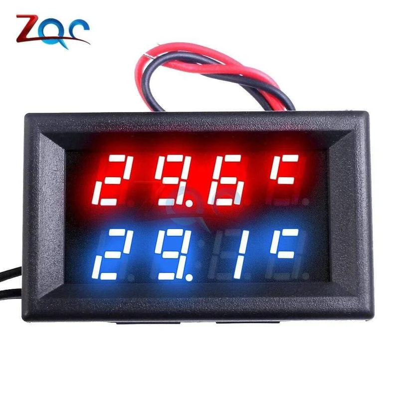 Dual-LED-Anzeige Digitales Thermometer Thermograph Temperatursensor Messgerät Detektor Tester Monitor für Kühlschrank Aquarium Auto Car