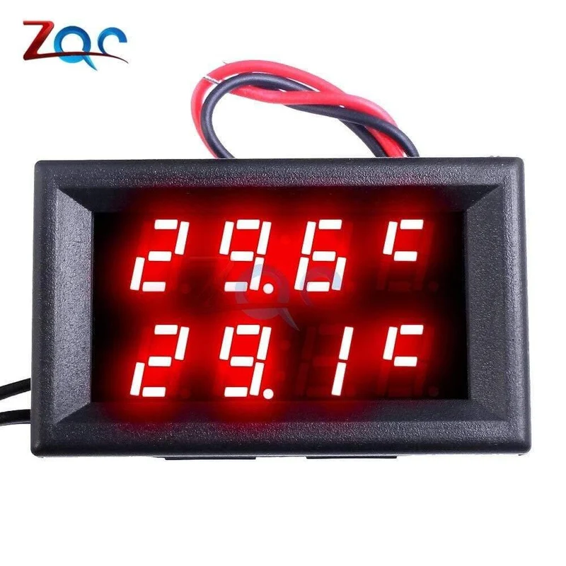 Dual-LED-Anzeige Digitales Thermometer Thermograph Temperatursensor Messgerät Detektor Tester Monitor für Kühlschrank Aquarium Auto Car