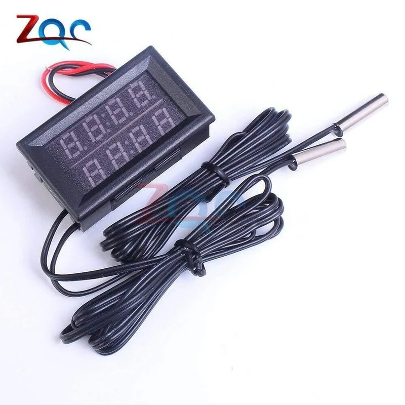 Dual-LED-Anzeige Digitales Thermometer Thermograph Temperatursensor Messgerät Detektor Tester Monitor für Kühlschrank Aquarium Auto Car
