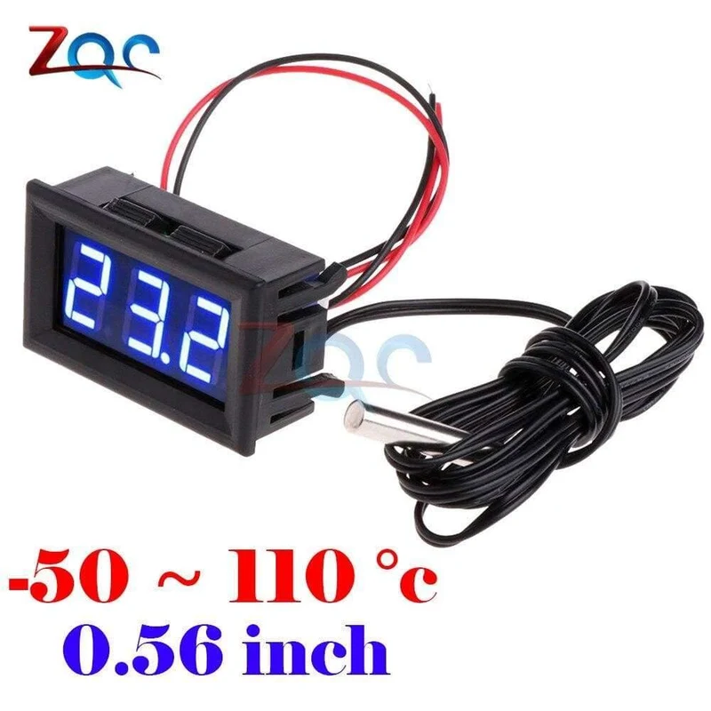 Dual-LED-Anzeige Digitales Thermometer Thermograph Temperatursensor Messgerät Detektor Tester Monitor für Kühlschrank Aquarium Auto Car