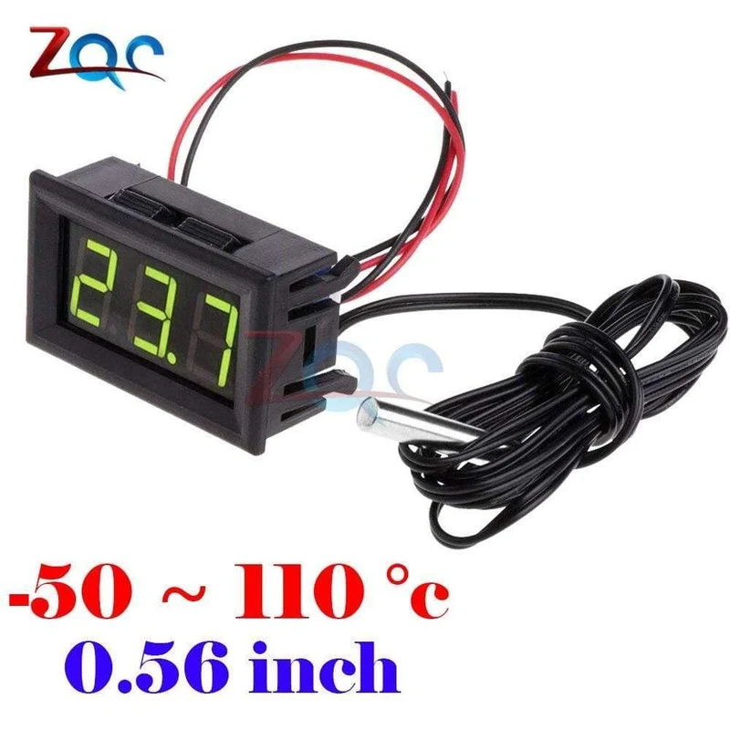 Dual-LED-Anzeige Digitales Thermometer Thermograph Temperatursensor Messgerät Detektor Tester Monitor für Kühlschrank Aquarium Auto Car