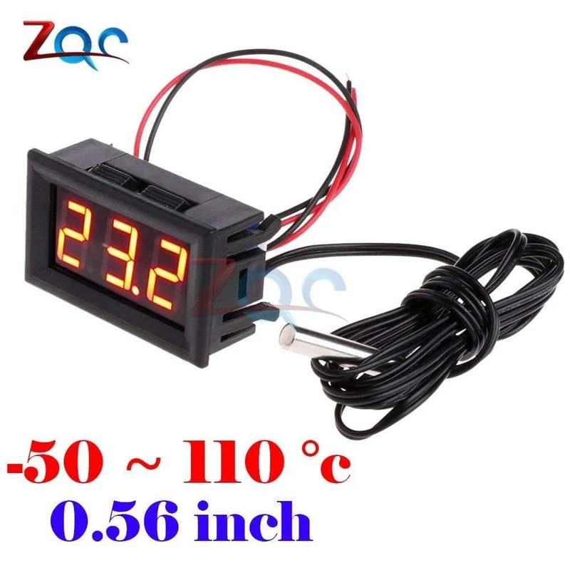 Dual-LED-Anzeige Digitales Thermometer Thermograph Temperatursensor Messgerät Detektor Tester Monitor für Kühlschrank Aquarium Auto Car
