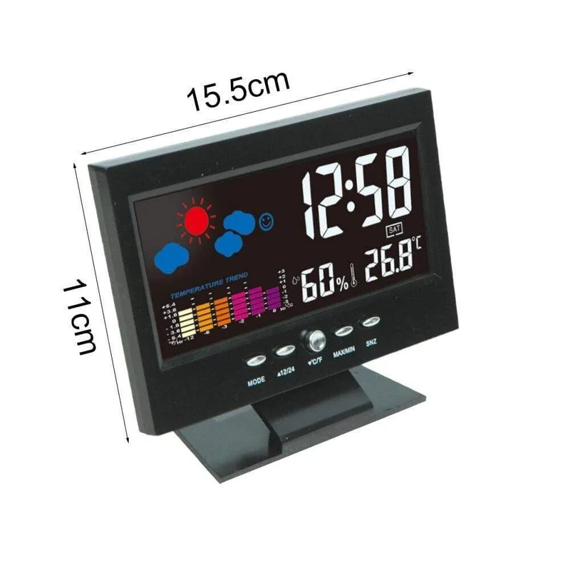 LCD Digital Thermometer Hygrometer Großbildkalender Uhr Wetterstation Schreibtischuhr Temperatur Luftfeuchtigkeitsmesser