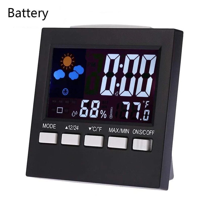 LCD Digital Thermometer Hygrometer Großbildkalender Uhr Wetterstation Schreibtischuhr Temperatur Luftfeuchtigkeitsmesser