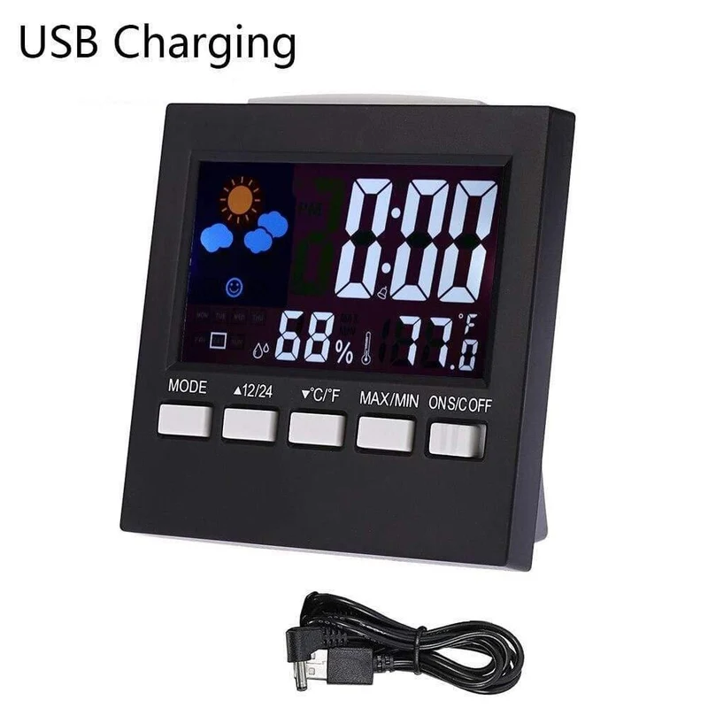 LCD Digital Thermometer Hygrometer Großbildkalender Uhr Wetterstation Schreibtischuhr Temperatur Luftfeuchtigkeitsmesser