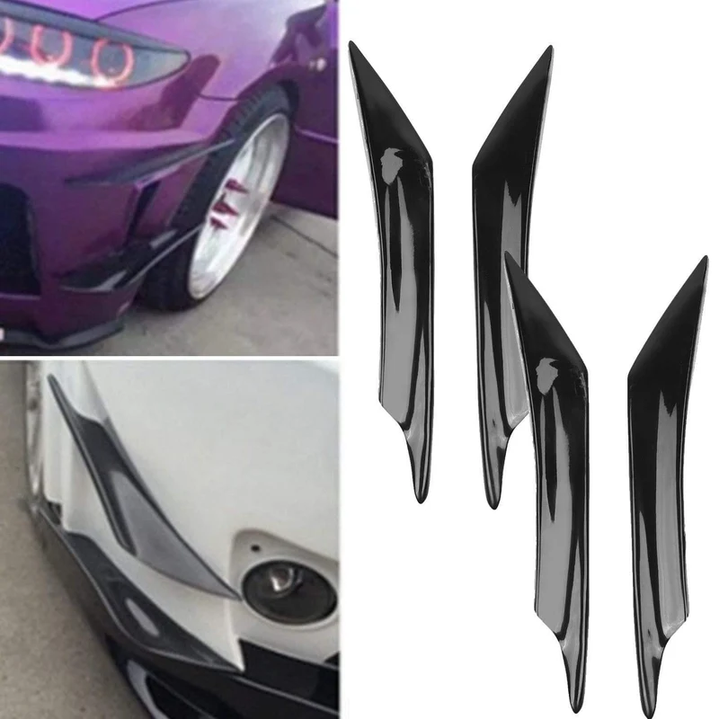 4 stücke Schwarz Front Stoßstange Lip Splitter Fin Air trim Auto Körper Seite Flügel Spoiler Für Auto Front Stoßstange Canards Splitter Universal