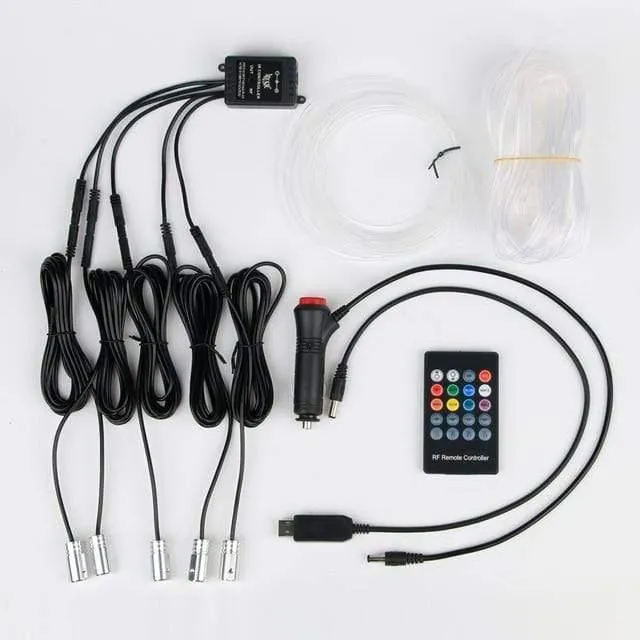 Auto EL Neon Streifen 6M Sound Control Licht RGB LED Dekorative Auto Umgebungslicht Auto Atmosphäre Lampen mit einem 12V Feuerzeug & USB Linie