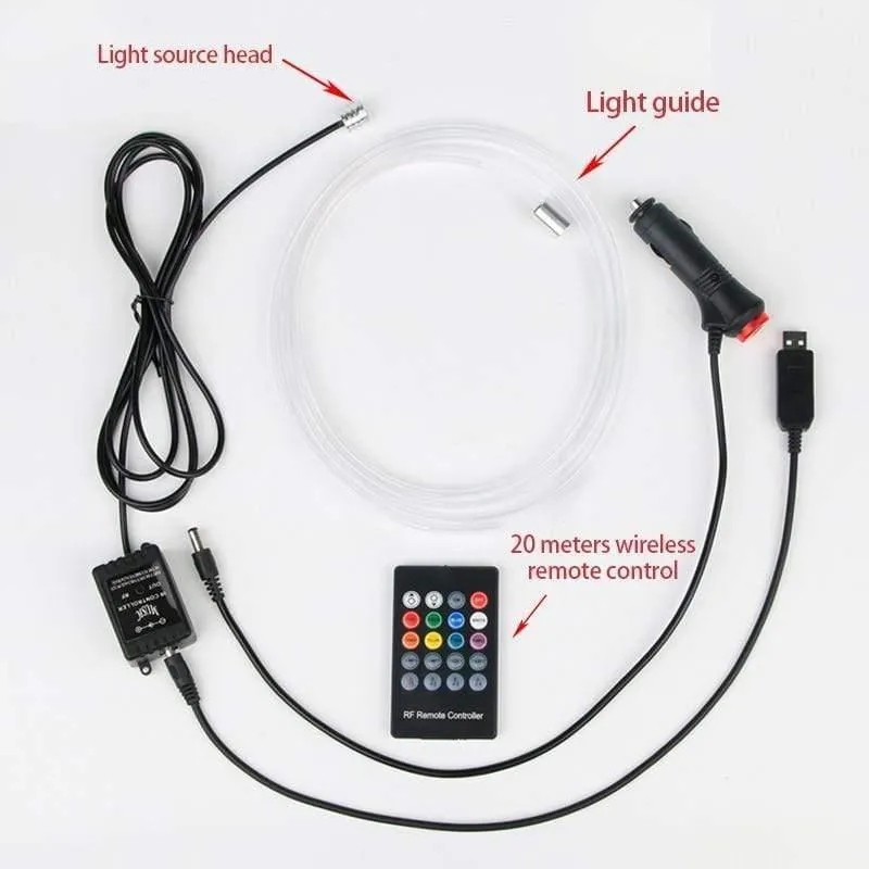 Auto EL Neon Streifen 6M Sound Control Licht RGB LED Dekorative Auto Umgebungslicht Auto Atmosphäre Lampen mit einem 12V Feuerzeug & USB Linie