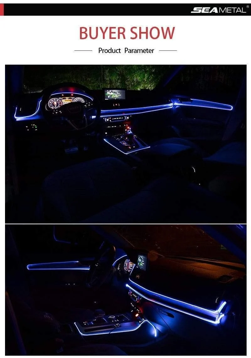 Auto EL Neon Streifen 6M Sound Control Licht RGB LED Dekorative Auto Umgebungslicht Auto Atmosphäre Lampen mit einem 12V Feuerzeug & USB Linie
