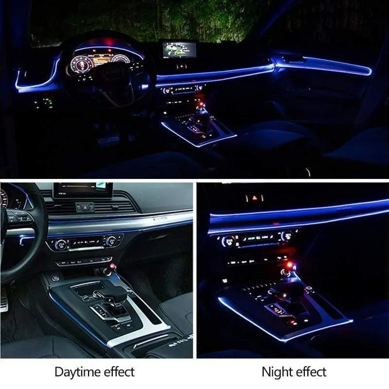 Auto EL Neon Streifen 6M Sound Control Licht RGB LED Dekorative Auto Umgebungslicht Auto Atmosphäre Lampen mit einem 12V Feuerzeug & USB Linie