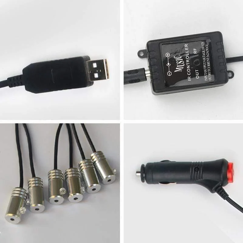 Auto EL Neon Streifen 6M Sound Control Licht RGB LED Dekorative Auto Umgebungslicht Auto Atmosphäre Lampen mit einem 12V Feuerzeug & USB Linie