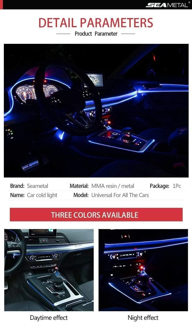 Auto EL Neon Streifen 6M Sound Control Licht RGB LED Dekorative Auto Umgebungslicht Auto Atmosphäre Lampen mit einem 12V Feuerzeug & USB Linie