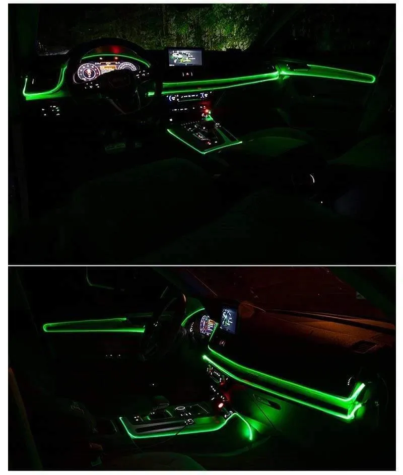 Auto EL Neon Streifen 6M Sound Control Licht RGB LED Dekorative Auto Umgebungslicht Auto Atmosphäre Lampen mit einem 12V Feuerzeug & USB Linie
