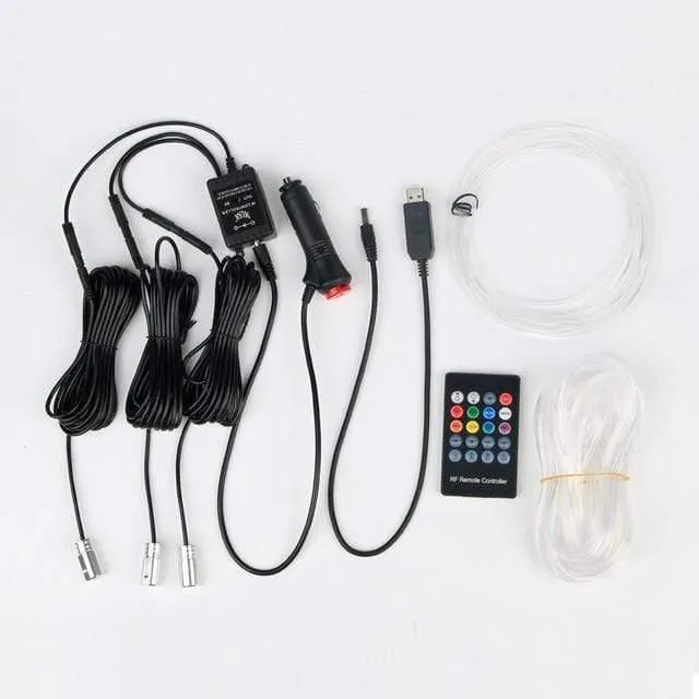 Auto EL Neon Streifen 6M Sound Control Licht RGB LED Dekorative Auto Umgebungslicht Auto Atmosphäre Lampen mit einem 12V Feuerzeug & USB Linie