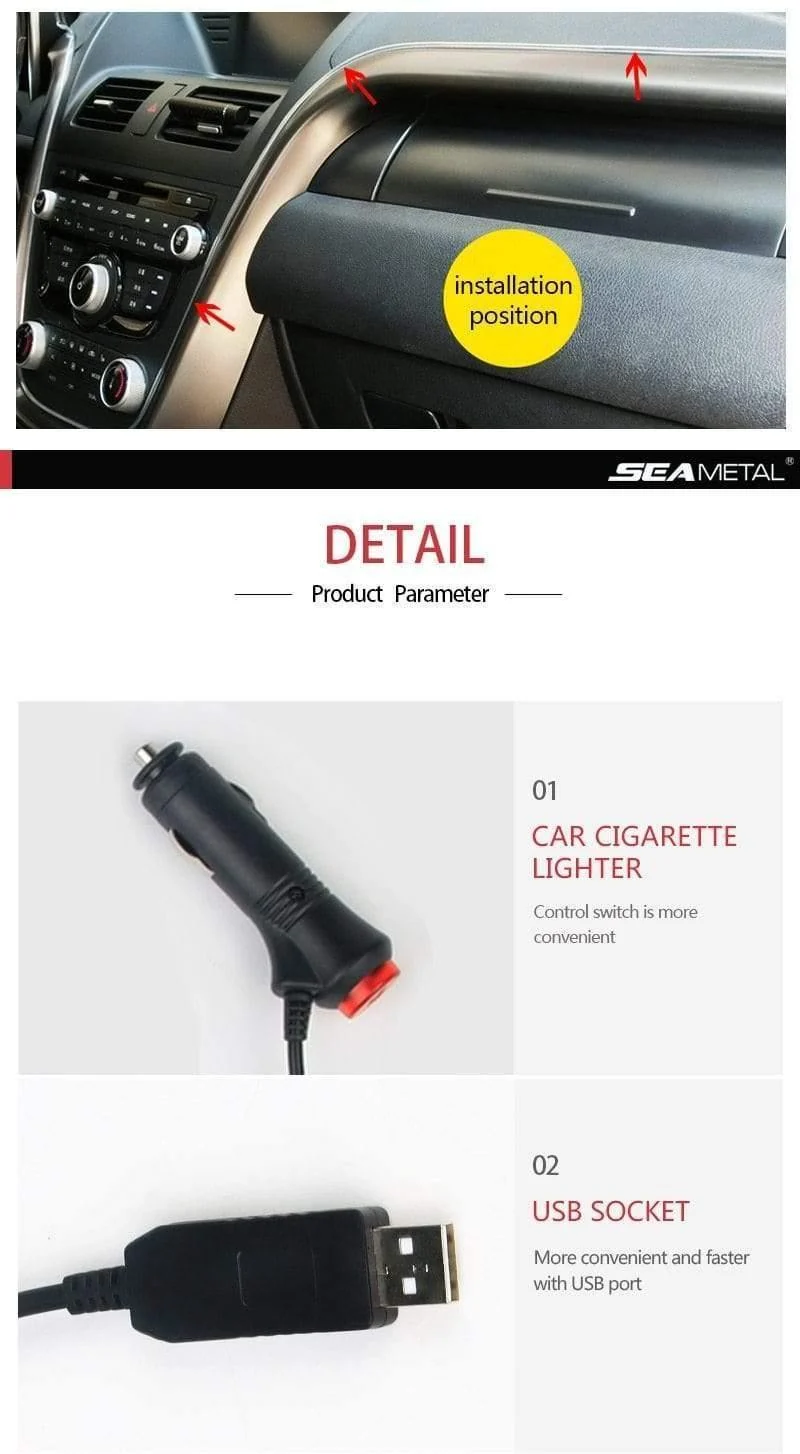 Auto EL Neon Streifen 6M Sound Control Licht RGB LED Dekorative Auto Umgebungslicht Auto Atmosphäre Lampen mit einem 12V Feuerzeug & USB Linie