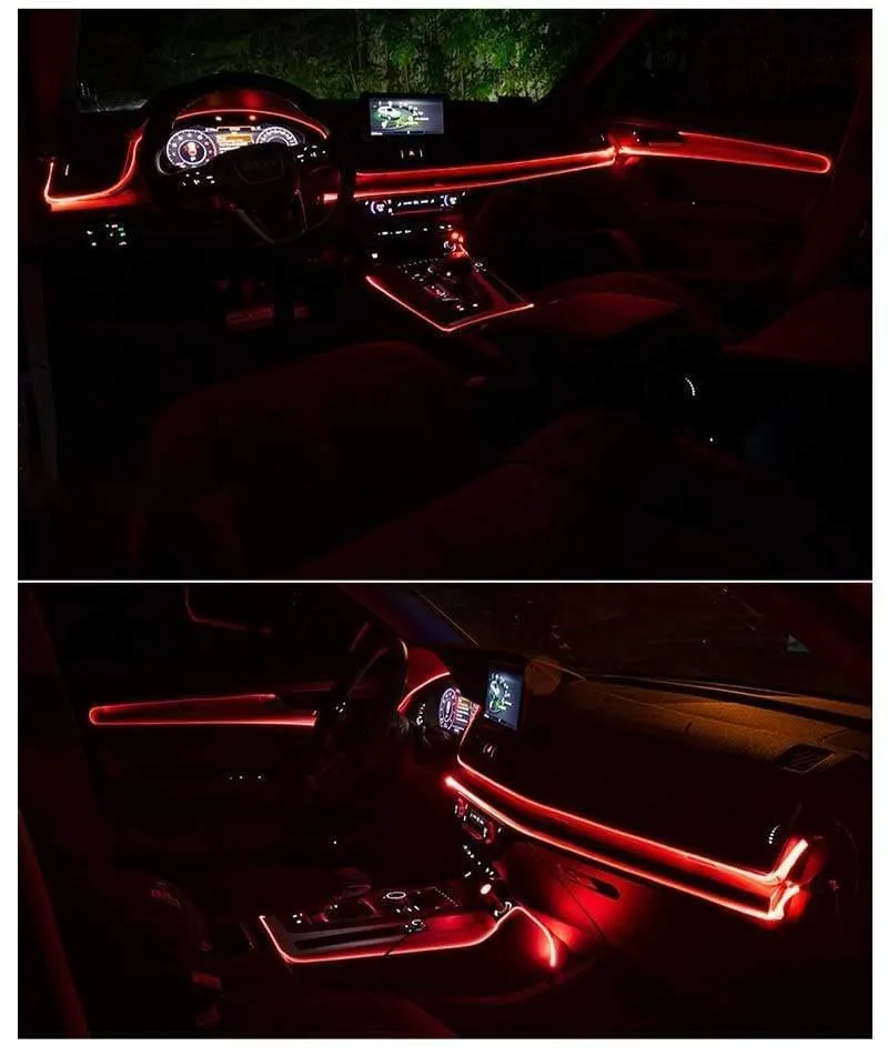 Auto EL Neon Streifen 6M Sound Control Licht RGB LED Dekorative Auto Umgebungslicht Auto Atmosphäre Lampen mit einem 12V Feuerzeug & USB Linie