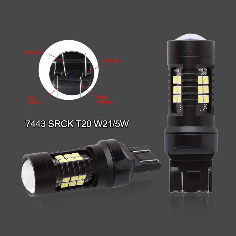 2pcs 1200Lm T20 W21W LED W21 / 5W LED WY21W 7440 7443 LED-Lampe T25 3157 3156 p27 / 7w Blinker für Kfz-Rückfahrscheinwerfer 12V